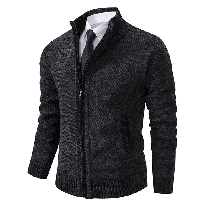 Men's elegant cardigan with modern zipper and high collar Lisslune