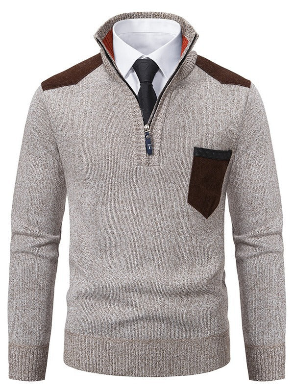 Men's stylish sweater with short zipper and elegant details Lisslune