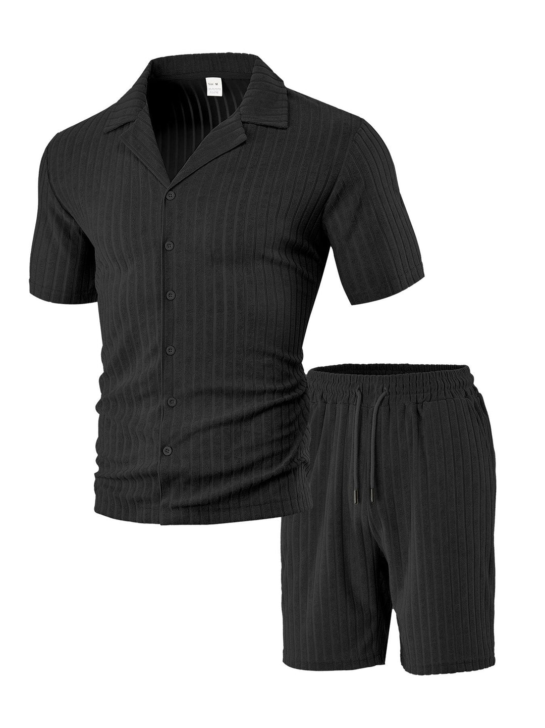 Men's Casual Short Sleeve Top and Shorts Set with Textured Design Lisslune