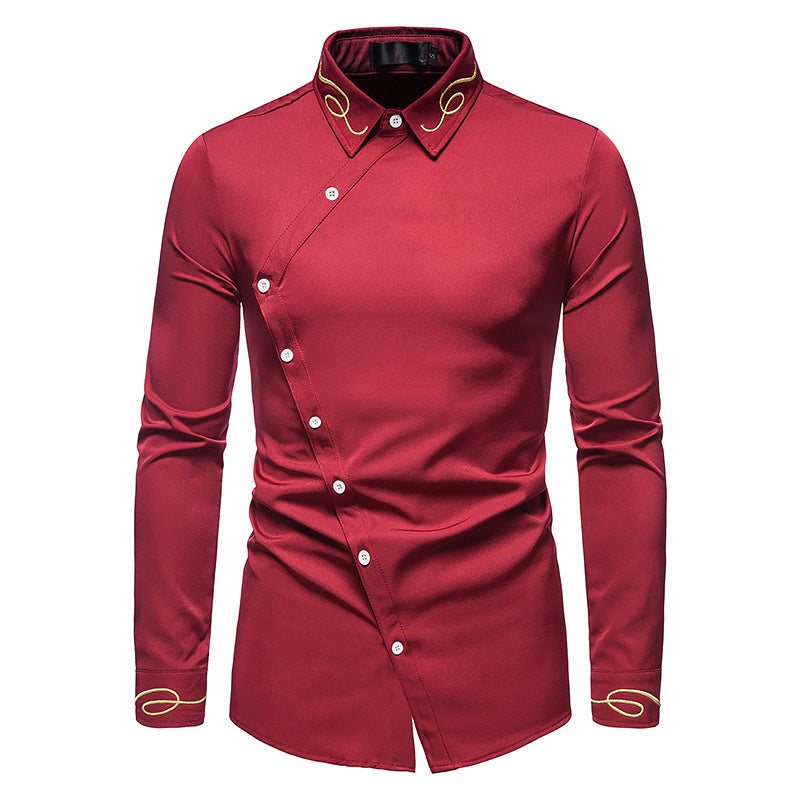 Men's Elegant Long Sleeve Shirt with Decorative Button Details Lisslune