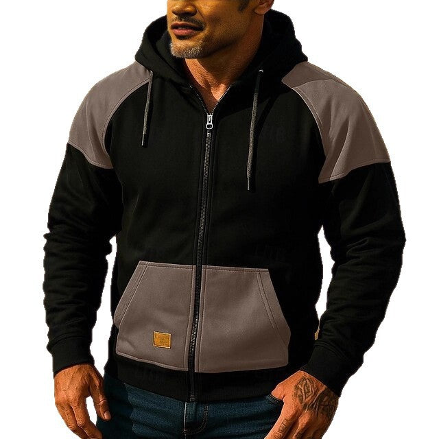 Men's Athletic Hooded Jacket with Color Block Design Lisslune