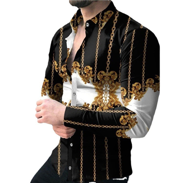 Men's long sleeve shirt with exclusive chain motif and elegant cut Lisslune