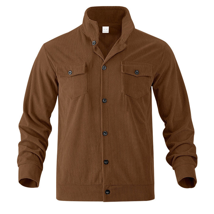 Men's Casual Cord Jacket with Practical Chest Pockets Lisslune