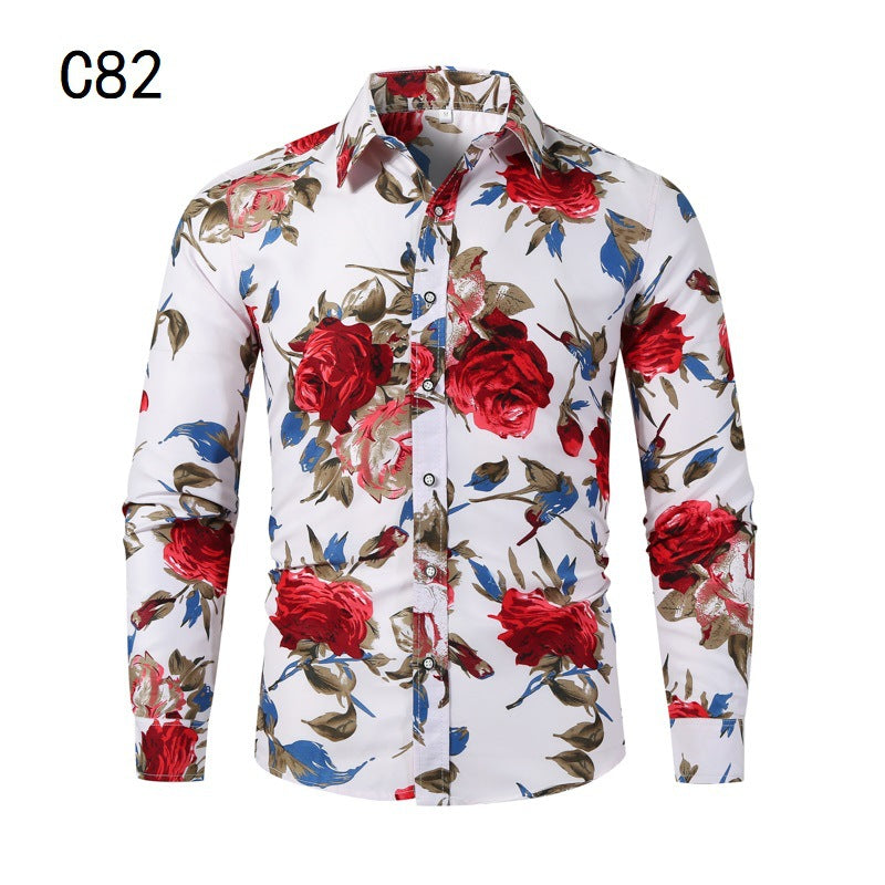 Men's long-sleeve shirt with floral pattern and modern cut Lisslune