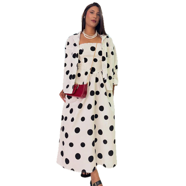 Women's maxi dress with stylish polka dot design and casual blazer Lisslune