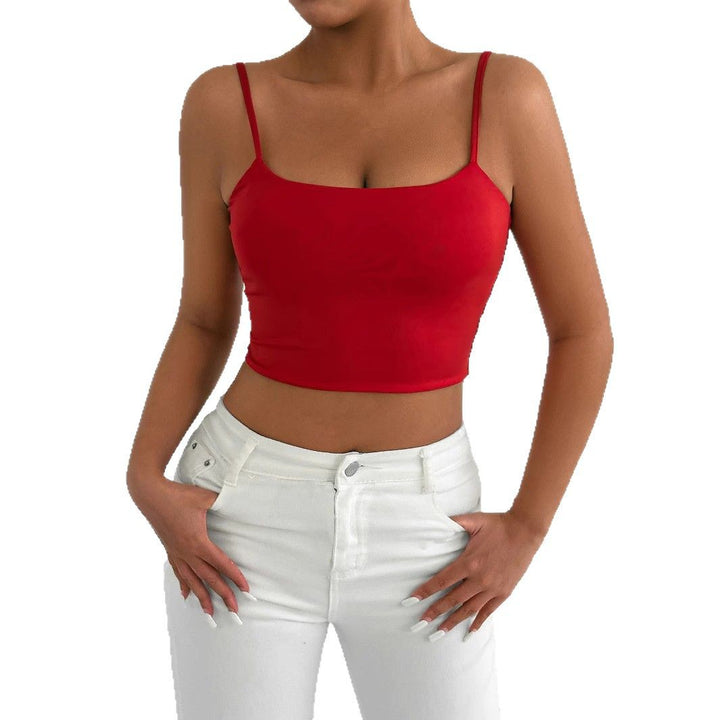 Damen Figurbetontes Crop-Top aus elastischem Material mit Spaghetti-Trägern Lisslune