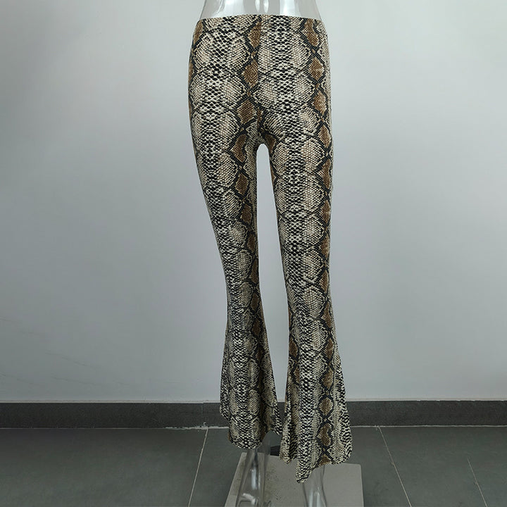 Women Flared Leggings in animalistic Tiger Knit Wash Lisslune