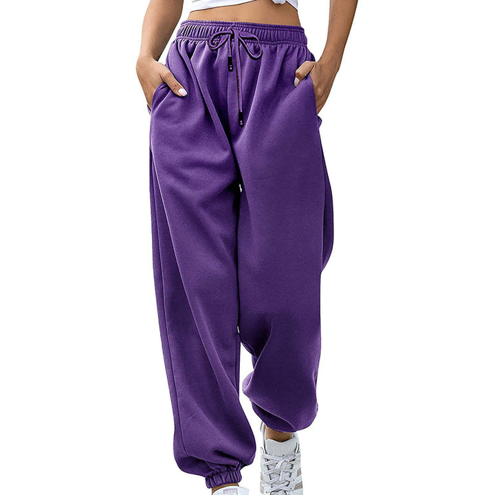 Women's casual sweatpants with high waistband and side zipper pockets Lisslune