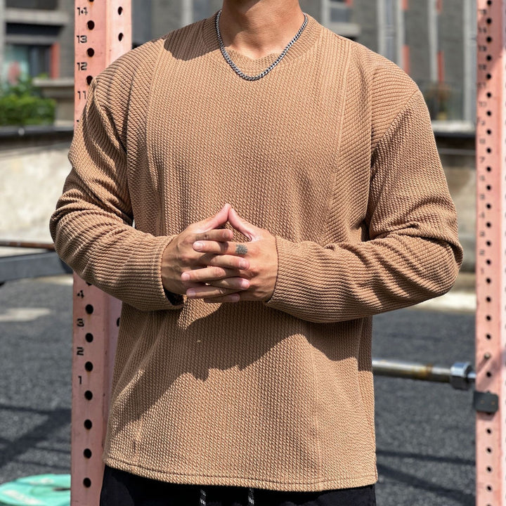 Men's casual sweatshirt made of textured fabric with practical pockets Lisslune
