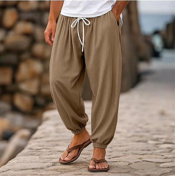 Men's airy leisure pants with elastic waistband and side pockets Lisslune