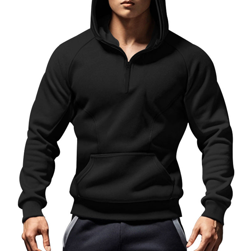 Men's sporty hoodie with half zipper and kangaroo pocket Lisslune
