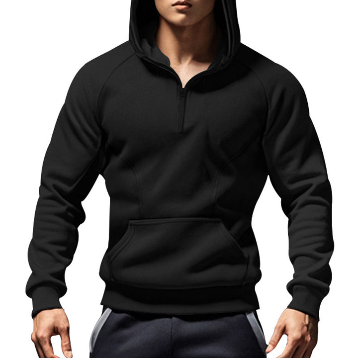 Men's sporty hoodie with half zipper and kangaroo pocket Lisslune
