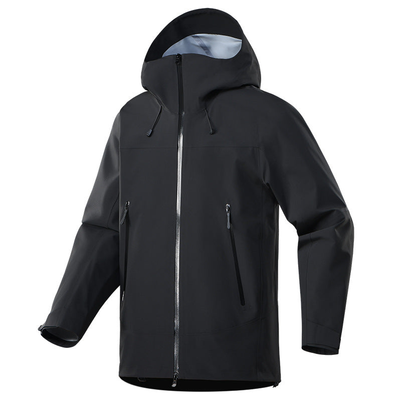 Men's Technical Rain Jacket with Adjustable Hood Collar Lisslune
