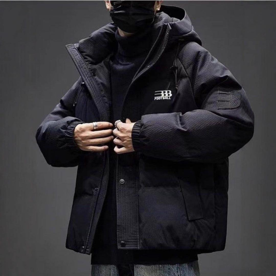 Men's Quilted Winter Jacket with Practical Hood and Durable Outer Material Lisslune