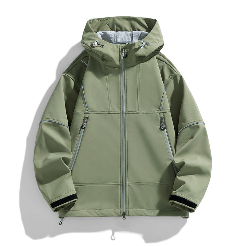 Men's Technical Outdoor Jacket with Adjustable Hood Collar and Practical Zip Pockets Lisslune