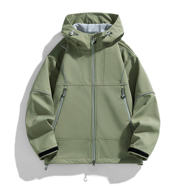 Men's Technical Outdoor Jacket with Adjustable Hood Collar and Practical Zip Pockets Lisslune