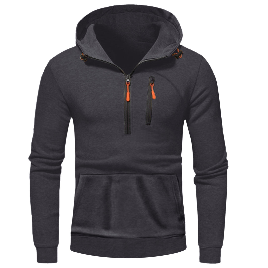 Men's modern hoodie with innovative half zipper Lisslune