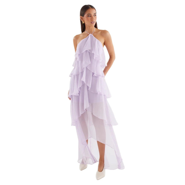 Women's Chiffon Maxi Dress with Multi-Layered Ruffle Details Lisslune