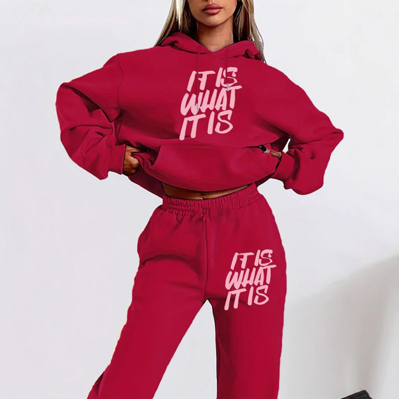 Women's leisure hoodie and jogger set with inspiring lettering Lisslune