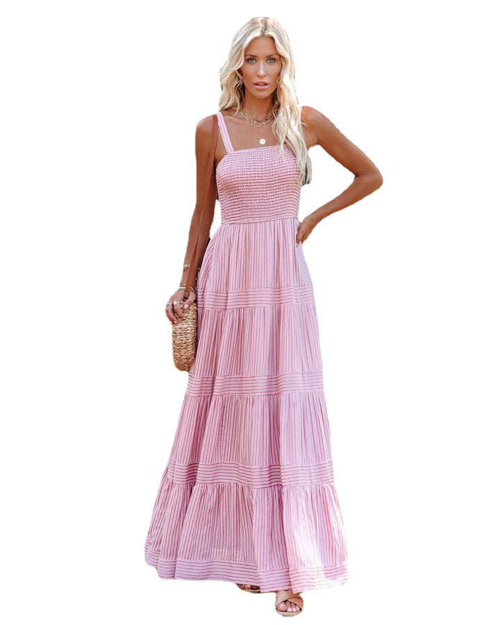 Ladies maxi dress with light ruffle style and elastic bustier Lisslune