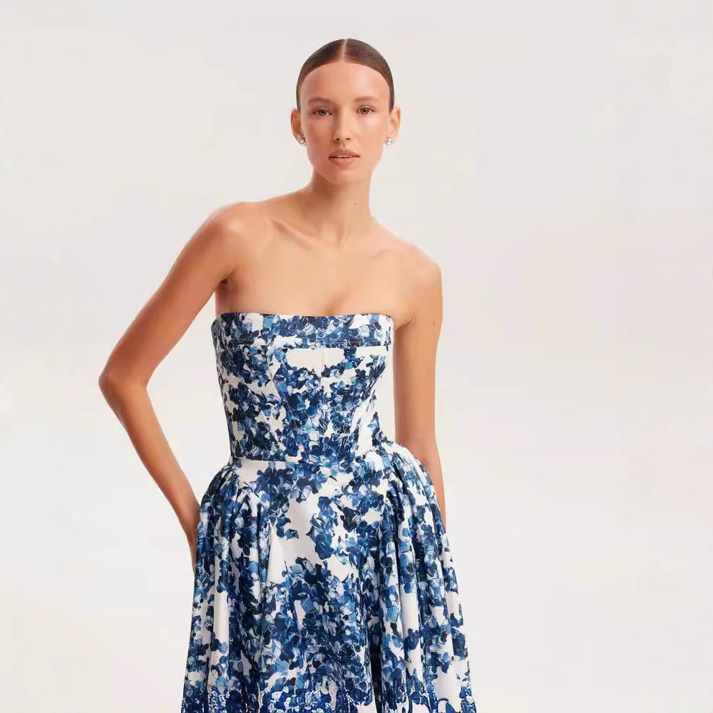 Women Elegant Floral Pattern Maxi Dress with Off-Shoulder Design Lisslune