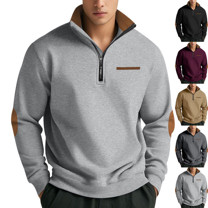 Men's High-Quality Sweatshirt with Stand-Up Collar and Zipper Lisslune
