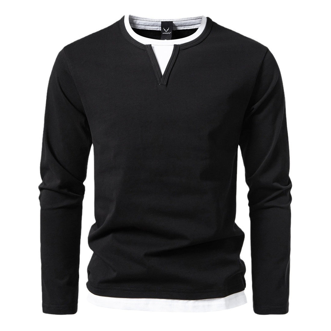 Men's long sleeve shirt with modern V-neck and cool layering details Lisslune