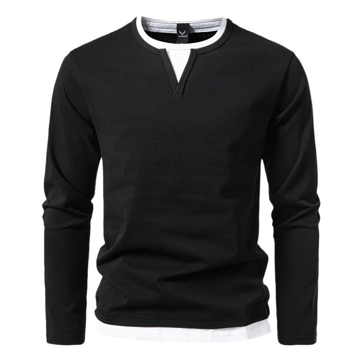 Men's long sleeve shirt with modern V-neck and cool layering details Lisslune
