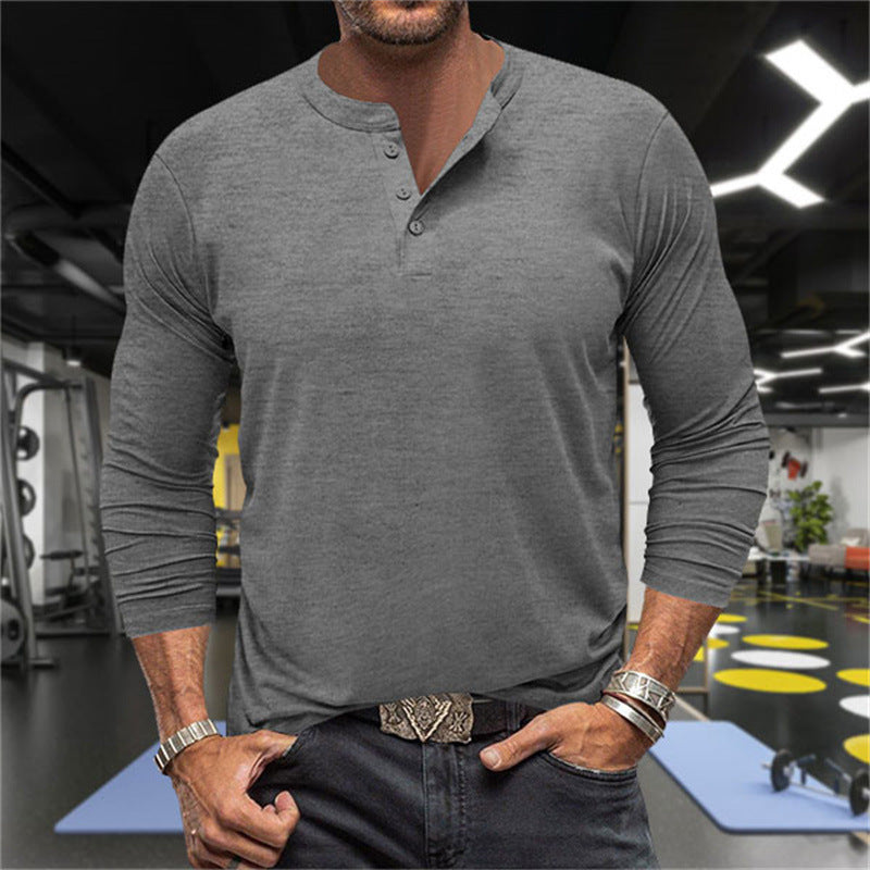 Men's Long Sleeve Henley Shirt made of breathable cotton blend Lisslune