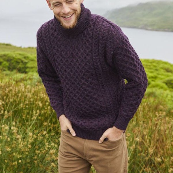 Men's knit sweater with high collar and textured pattern Lisslune