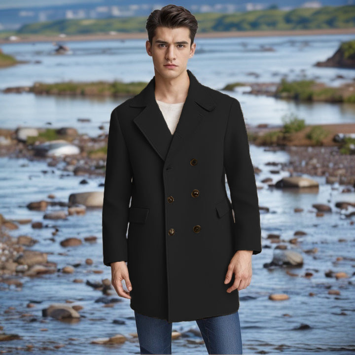 Men's elegant double-breasted wool coat Lisslune