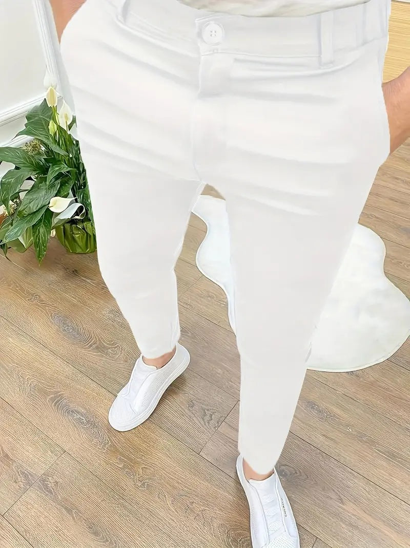 Men's Fashion Slim-Fit Pants with Elastic Waistband and Practical Pockets Lisslune