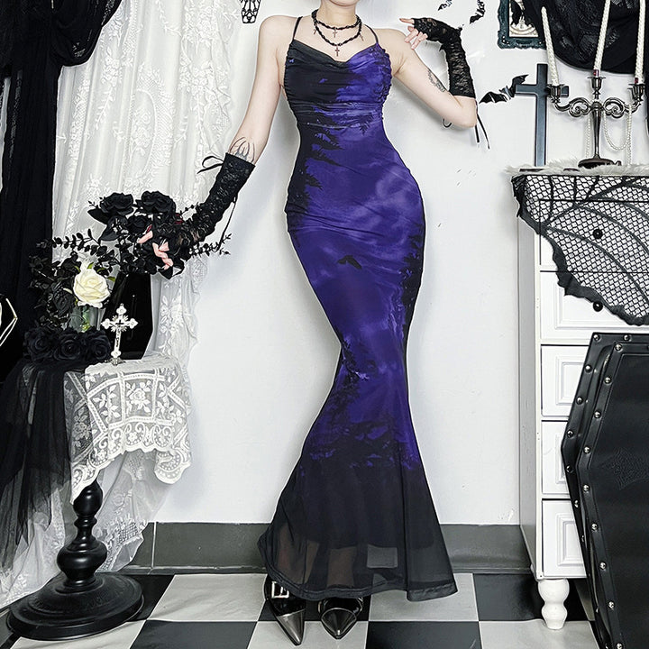 Ladies elegant maxi dress with seductive heart neckline and sophisticated layers
