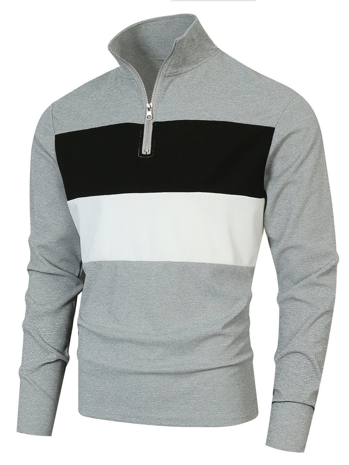Men's sporty pullover with stand-up collar and deep zipper Lisslune