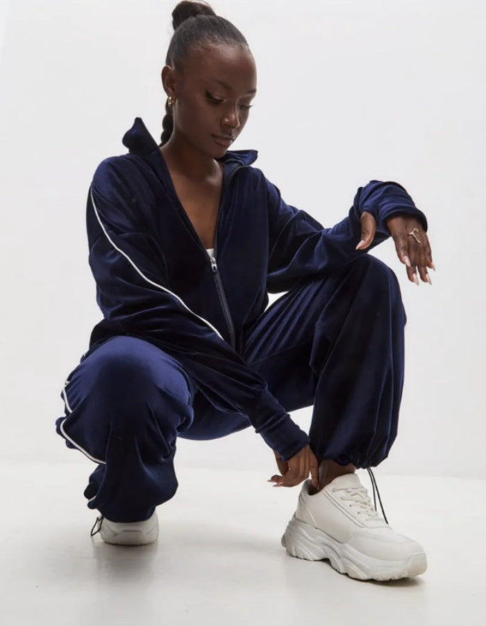 Women's sporty fleece tracksuit with contrasting details Lisslune