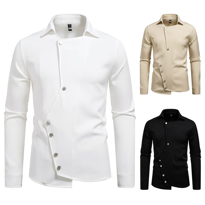 Men's fashionable, asymmetrical shirt with unique button details Lisslune