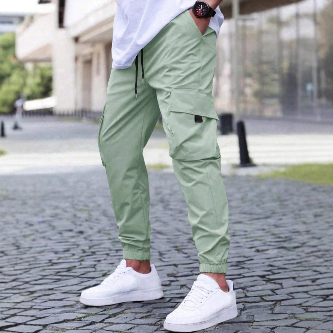 Men's practical cargo jogging pants with elastic waistband and several side pockets Lisslune