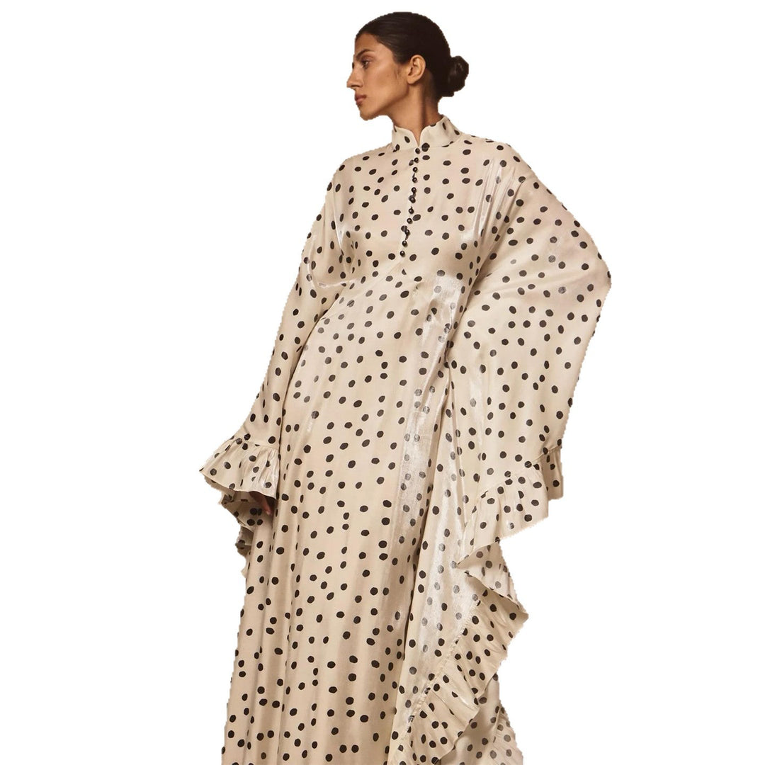Women's maxi dress with eye-catching dots and trendy ruffle design Lisslune