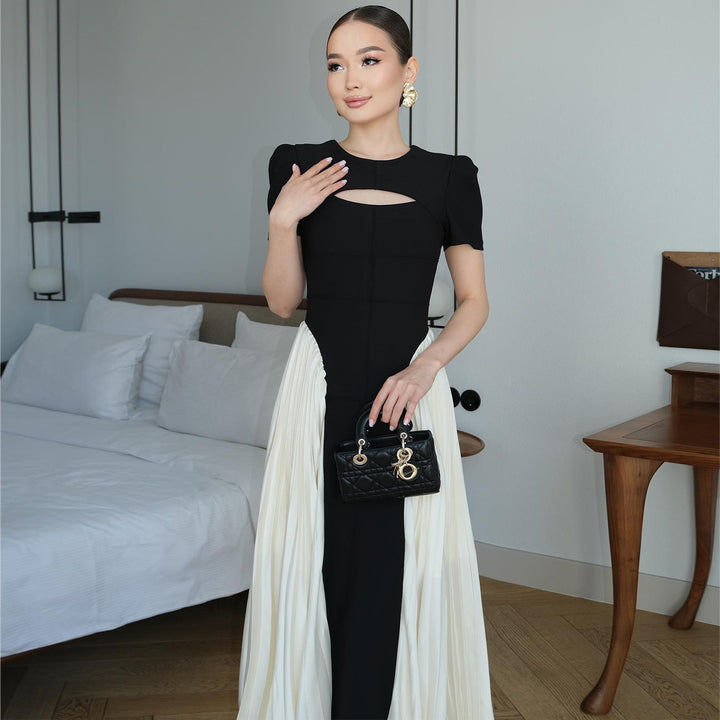 Ladies Maxi Dress with unique cut-out and draped skirt Lisslune