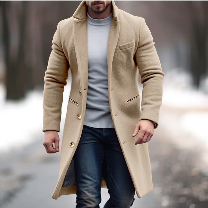 Men's elegant wool coat with slim fit and golden buttons Lisslune