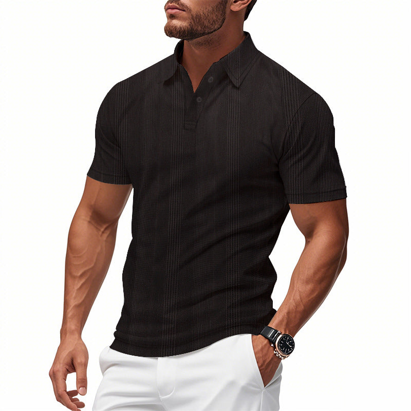 Men's stylish short-sleeve polo shirt with textured surface Lisslune