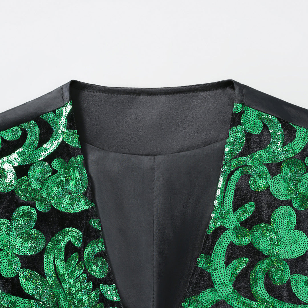 Men's Elegant Sequin Waistcoat with Floral Design Lisslune