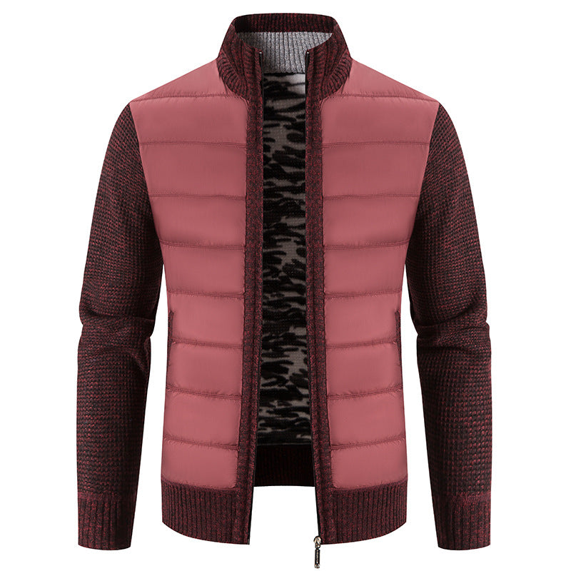Men's quilted jacket with fashionable knit sleeves Lisslune