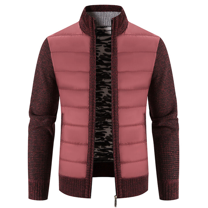 Men's quilted jacket with fashionable knit sleeves Lisslune