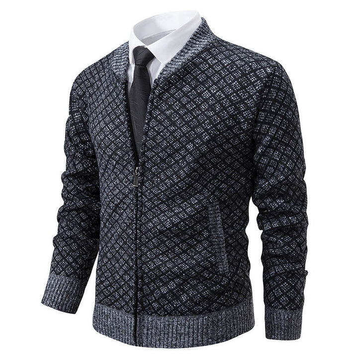 Men's fashionable knit blazer with fine textured pattern Lisslune
