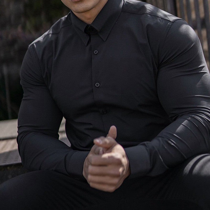 Men's elegant long-sleeve shirt with a fitted cut and stylish button details Lisslune