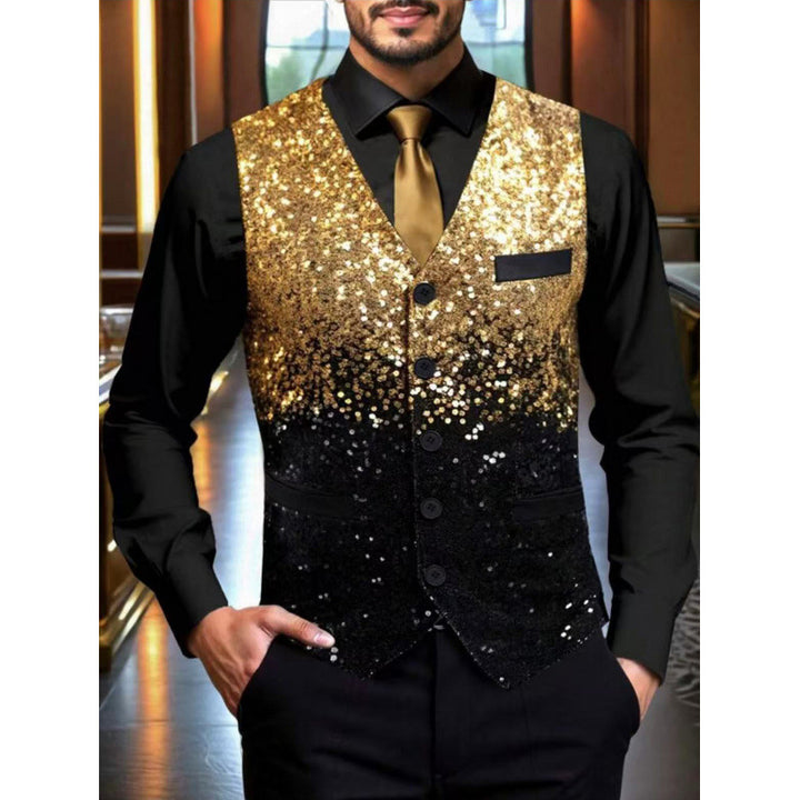 Men's Glamorous Sequin Vest with Shimmering Transition Lisslune
