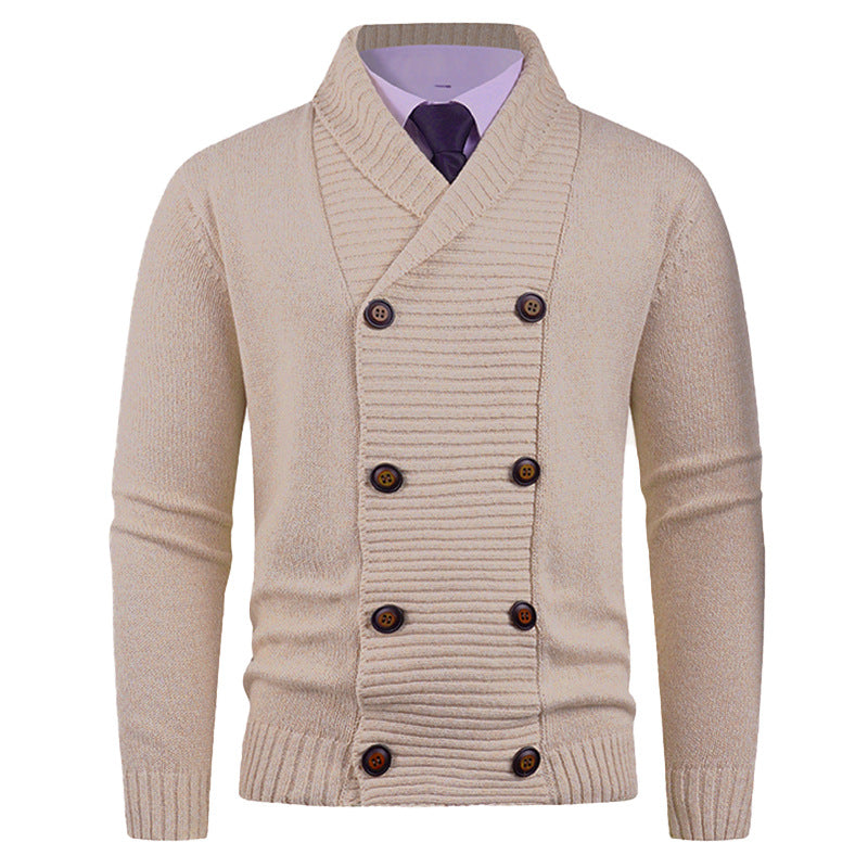 Men's cardigan with modern shawl collar and practical button details Lisslune