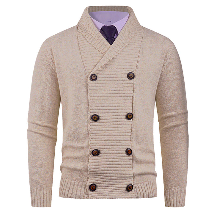Men's cardigan with modern shawl collar and practical button details Lisslune