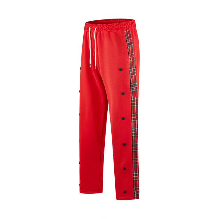 Men's Sporty Jogging Pants with Snap Button Design and Elastic Waistband Lisslune